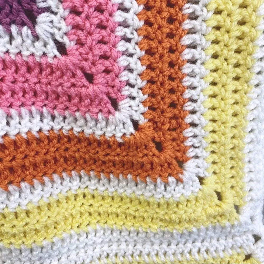 Hand knit centaur mandala multi color rainbow granny square afghan throw blanket